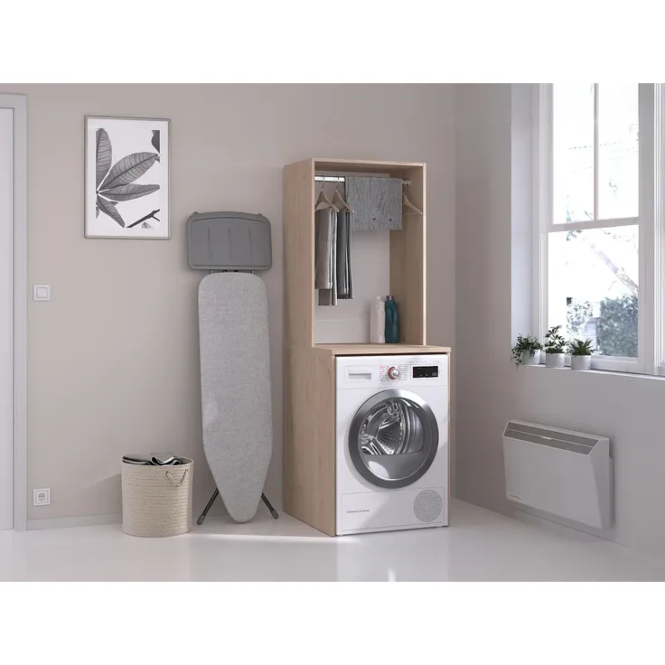 Vente-unique - ERKANO Waschküche Holz, Platte Beige - B 65,8 cm x H 184,4 cm x L 64,4 cm