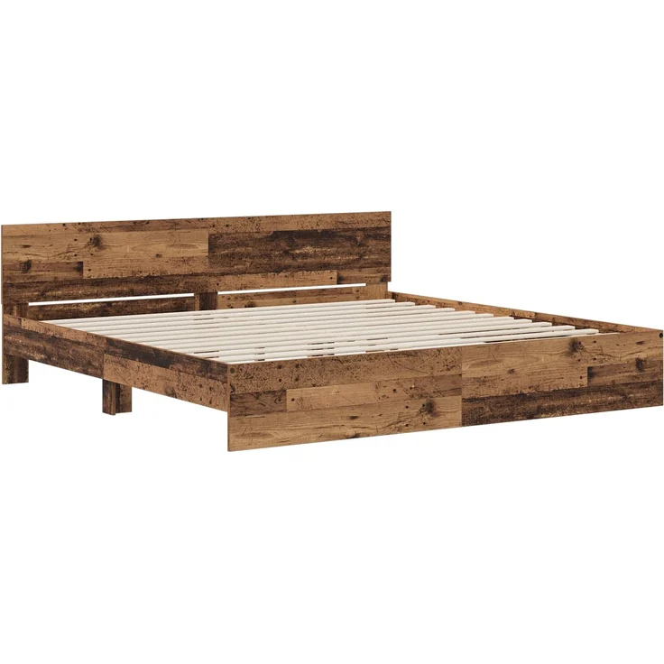 vidaXL Bettgestell mit Kopfteil Altholz 200 x 200 cm Holzwerkstoff 3445768 – Bild 3