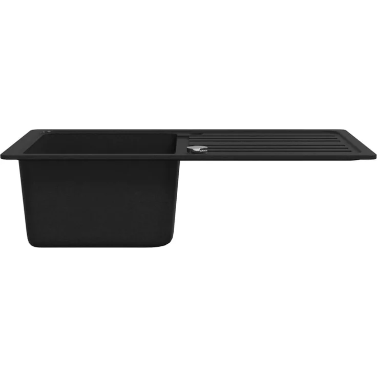 Küchenspüle | Granitspüle mit Abtropffläche Reversibel Schwarz – Bild 5