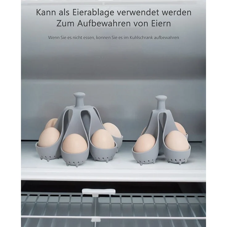 Jumpeak Eier-Pochierer Eier-Pochierer aus Silikon für 4 Eier, (4-tlg), silikon, eierbox, Zwei Ausführungen, küchenhelfer – Bild 4