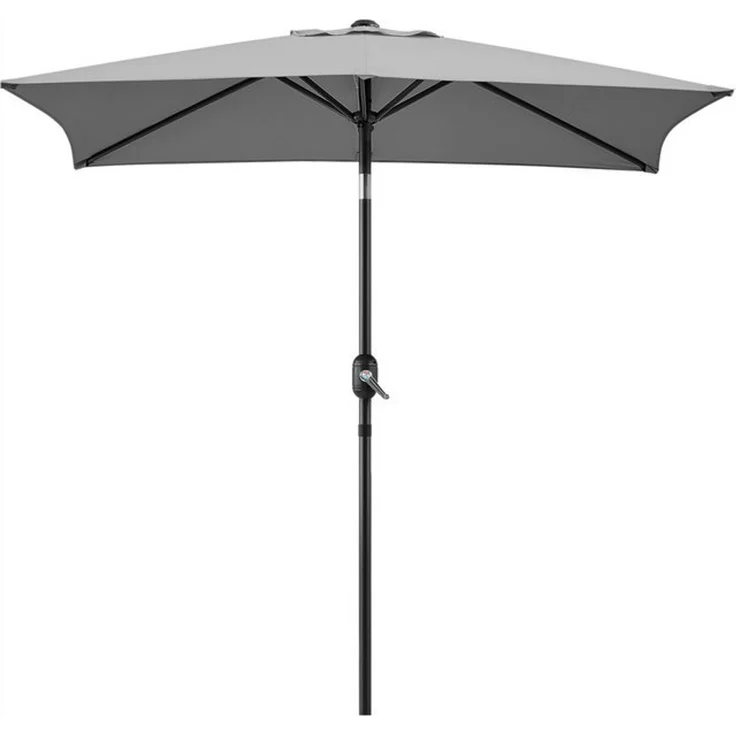 Yaheetech Sonnenschirm Rechteckiger Terrassenschirm mit Kurbel & 6 Metallstreben, LxB: 196,5x147 cm, Gartenschirm 196,5 cm L × 147 cm B × 227 cm H – Bild 4