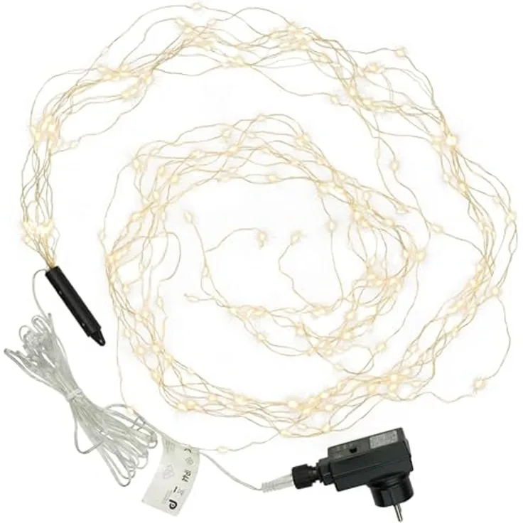 Nipach LED-Lichterkette LED Lichterbündel Silberdraht 200er warmweiß