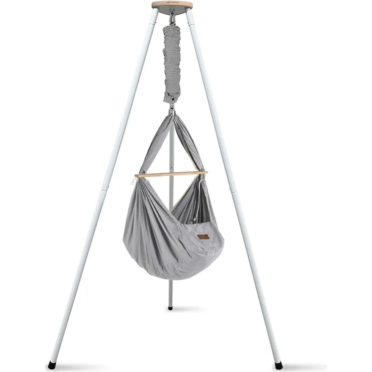 Federwiege mit Tipi Bio Grey Weiß Kunstfaser