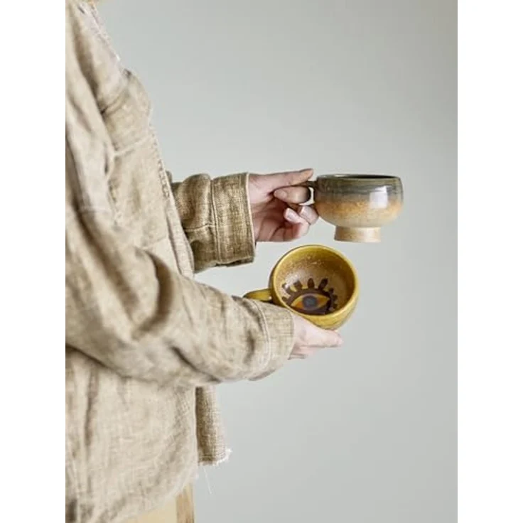 Bloomingville Tasse Bloomingville Oculus Tasse, Braun, Steingut 2er Set, Steingut – Bild 2