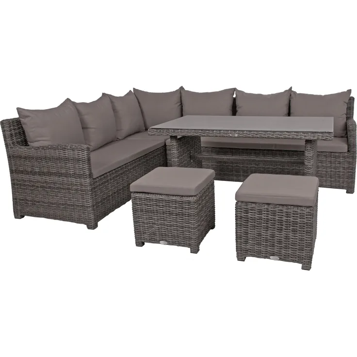 Gartensofa Eckgruppe OVIEDO mit höheren Tisch fast in Esstischhöhe