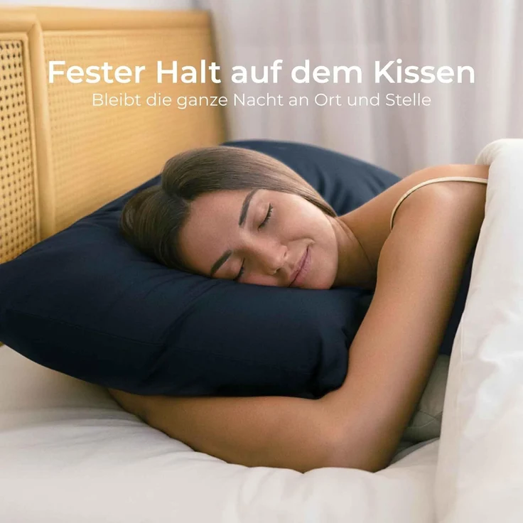 Kissenbezug 30x50 Renforcé Baumwolle (2er-Set) - Dunkelblau - Dicht gewebt mit 57 Fäden/cm² - Kissenbezug 50x30 - Oeko Tex Zertifiziert - Dreamzie – Bild 6