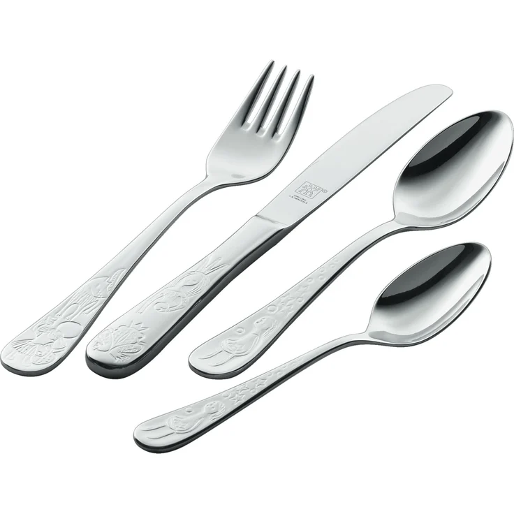 Kinderbesteckgarnitur, 4tlg, Edelstahl Silber – Bild 1