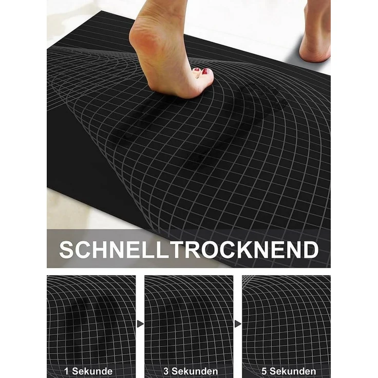feinlux Badematte Rutschfester Badezimmerteppich 50x80cm, Rutschfeste Textur, Sehr hohe Wasseraufnahmefähigkeit, Naturkautschuk, Hergestellt aus Naturkautschuk mit einzigartiger rutschfester Textur – Bild 4