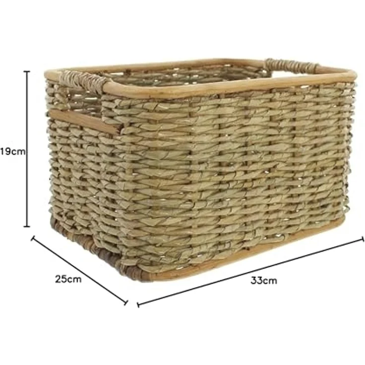 Dekoleidenschaft Aufbewahrungskorb aus Rattan und Schilfstroh in 3 Größen, Regalkorb, Wäschekorb, Korb (1 St), Regalkorb, Wäschekorb, Korb, Flechtkorb, Schrankkorb, Dekokorb, Kiste – Bild 6