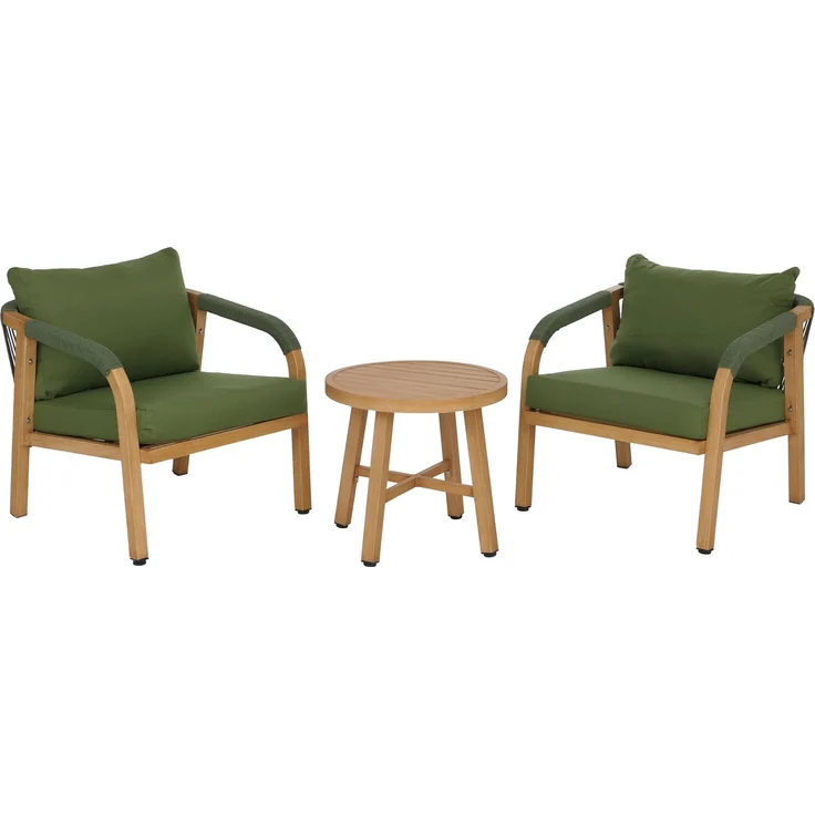 Aluminium Lounge-Set HWC-P82, Gartengarnitur Balkon-Set Stuhl Tisch, Stoff/Textil (220g/m²) ~ Holz-Optik olivgrün – Bild 9