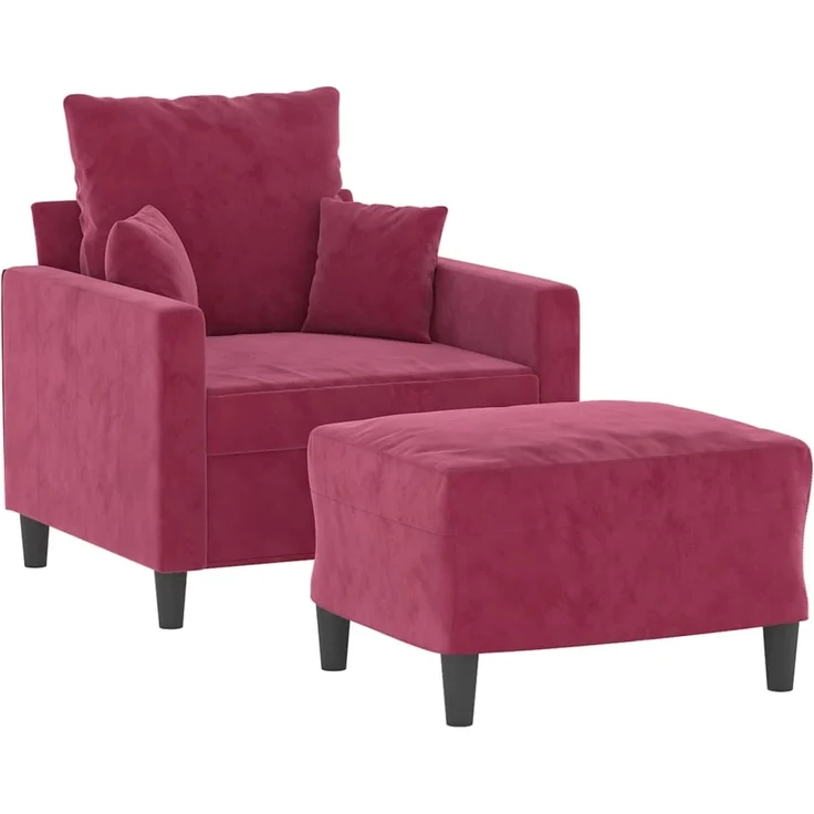 vidaXL Sessel mit Hocker Weinrot 60 cm Samt 3201101 – Bild 2