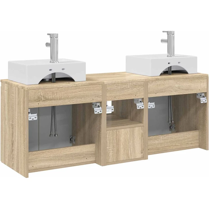 vidaXL Badezimmerschrank-Set 3 stk. Sonoma-Eiche 129 x 41 x 79,5 cm 3405649 – Bild 8