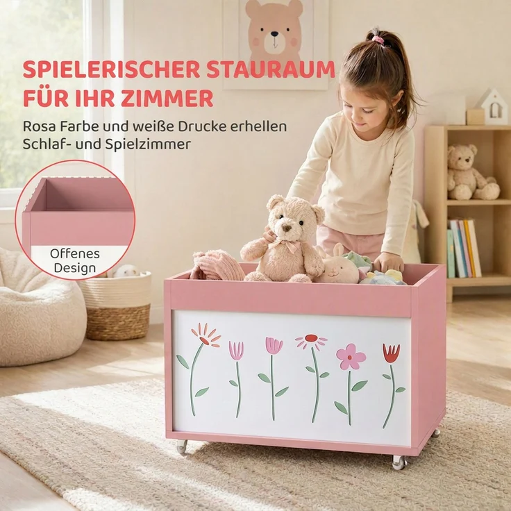 AIYAPLAY Spielzeugkiste, Spanplatte, Melamin, Rosa, 50 x 30 x 33,5 cm – Bild 7