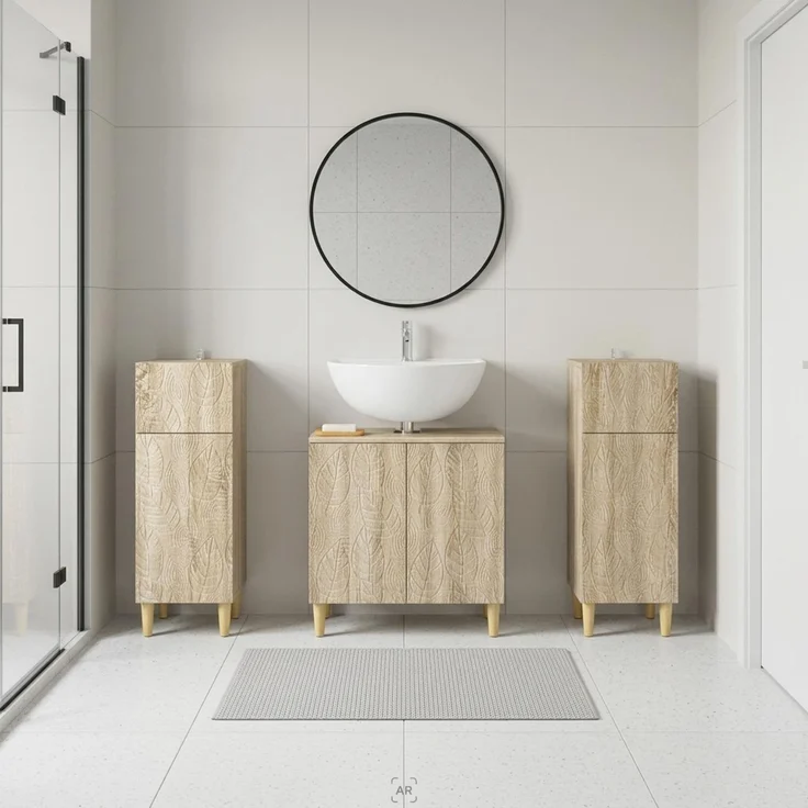 vidaXL 3-teiliges Badezimmer-Schranksystem DELFT 3 stk. Sonoma-Eiche 3418028 – Bild 1
