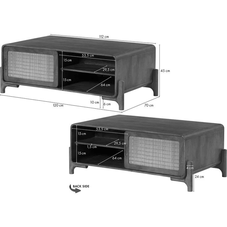 Couchtisch Mango/Seegras 120x70x45 hellbraun lackiert MIZUMI #115 – Bild 6