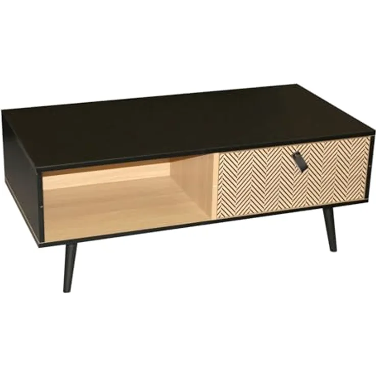 Urban living Chelsea Niedriger Tisch, Holzwerkstoff, Holz/SCHWARZ, Normal