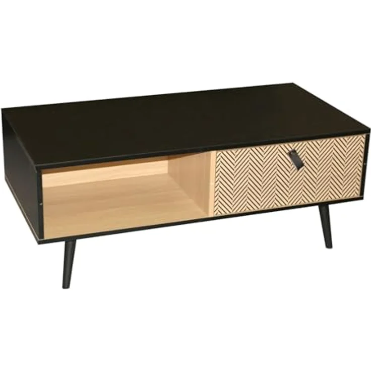 Urban living Chelsea Niedriger Tisch, Holzwerkstoff, Holz/SCHWARZ, Normal – Bild 1