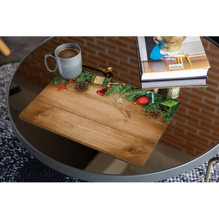matches21 HOME & HOBBY Platzset Abwaschbare Tischsets 4er Set Weihnachten Holz Deko, (4-St), Platzsets als Tisch-Untersetzer und Tisch-Deko für Esstisch Teller – Bild 2
