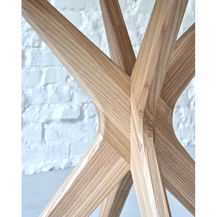 Ragaba Runder ausziehbarer Esstisch Ø 90 cm Weiß MDF & Massives Eschenholz – Bild 8