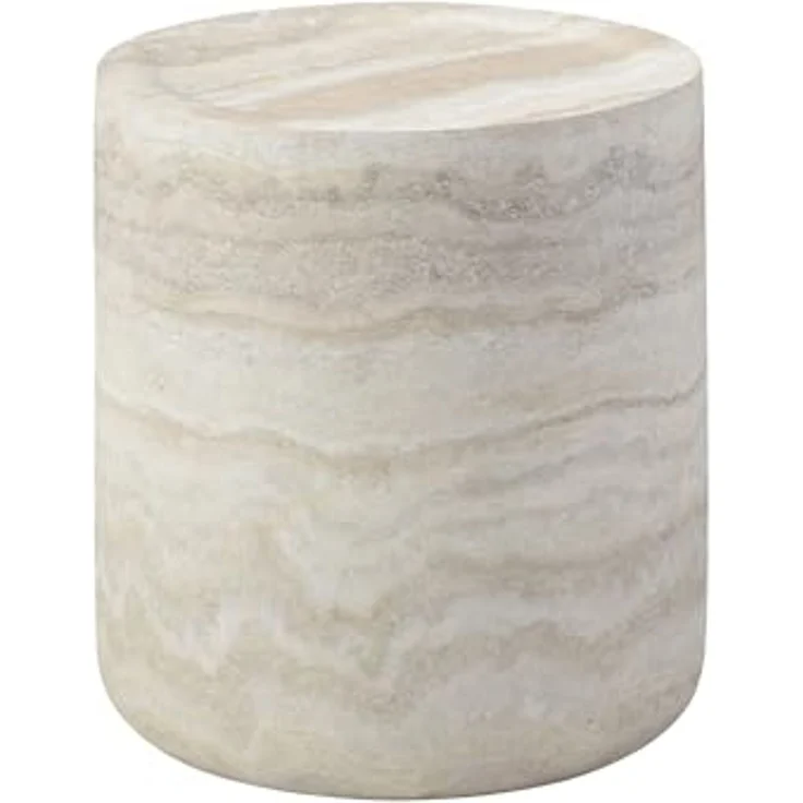 NJLyuhome Couchtisch Zylindrischer Beistelltisch & Wohnzimmertisch, 40 x 40 x 45,5 cm (1-St), Wunderschöner Travertin-Look aus strapazierfähigem Glasfaserbeton – Bild 1