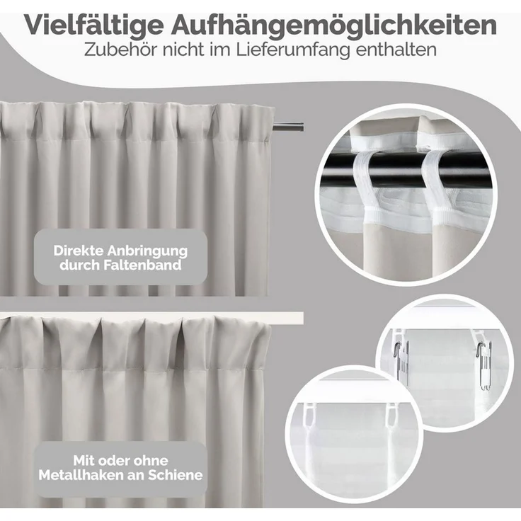 Blumtal Verdunkelungsvorhang Verdunkelungsvorhang 2er-Set Thermovorhang Wärme- & Kälteisolierend, OEKO TEX Zertifiziert mit Kräuselband – Bild 2