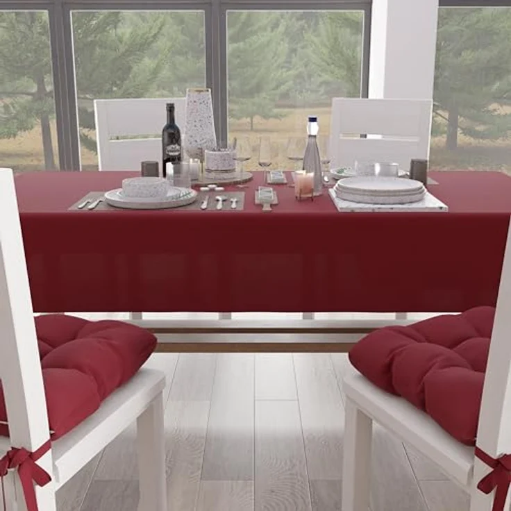 Petti Artigiani Italiani - Tischdecke, Küchentischdecke aus Baumwolle, einfarbig, quadratisch Bordeaux X4 Plätze (140 x 140 cm) – Bild 3