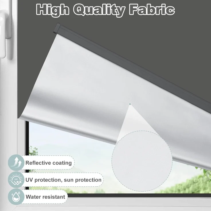 WOLTU Verdunkelungsrollo ohne Bohren, Klemmfix Thermorollo innen, Sicht- & Sonnenschutz Rollo, Schnurlos, Klemmrollo für Fenster & Türen, 70x150 cm, Anthrazit – Bild 2