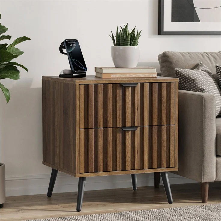 MODFU Nachttisch mit Schubladen (großzügige Ablagefläche – Multifunktional für Schlafzimmer, Wohnzimmer, Homeoffice & Kinderzimmer – Stabil mit Kippsicherung, 1-St, 45 x 40 x 53 cm) – Bild 3