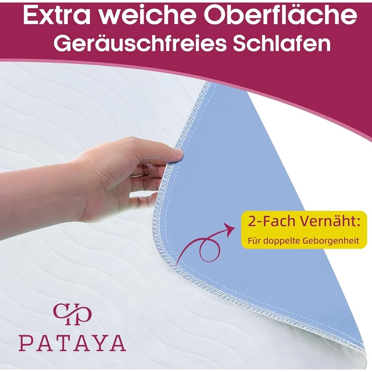 Pataya Inkontinenzunterlage waschbar 70x100 - wasserdichte Matratzenschutz Matratzenauflage nässeschutz Bett Inkontinenzauflage Bettunterlage (70x100 cm) – Bild 2