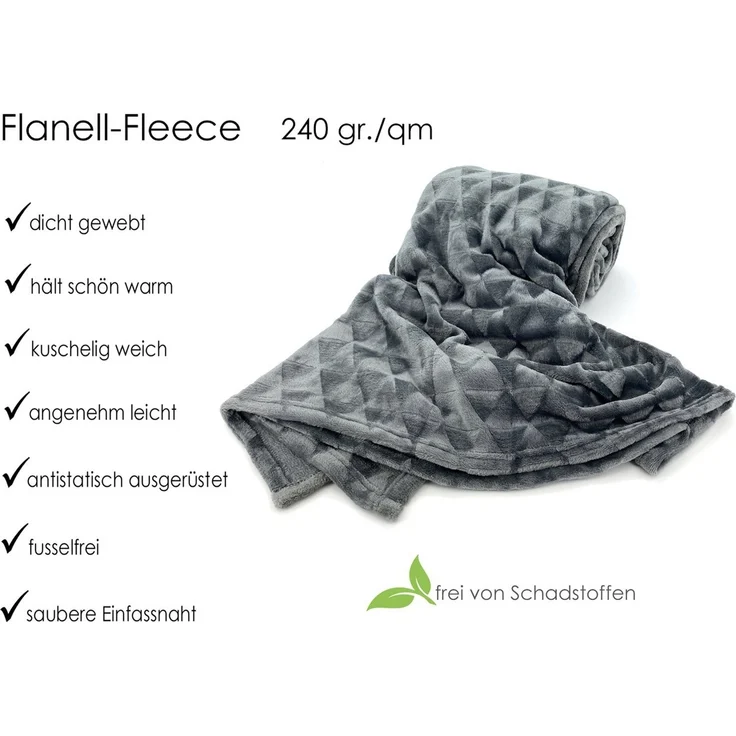 Wohndecke Soft Flanell Kuscheldecke Triangel Raute Sofadecke, heimtexland, super weich und flauschig, Allergiker geeignet, atmungsaktiv – Bild 3