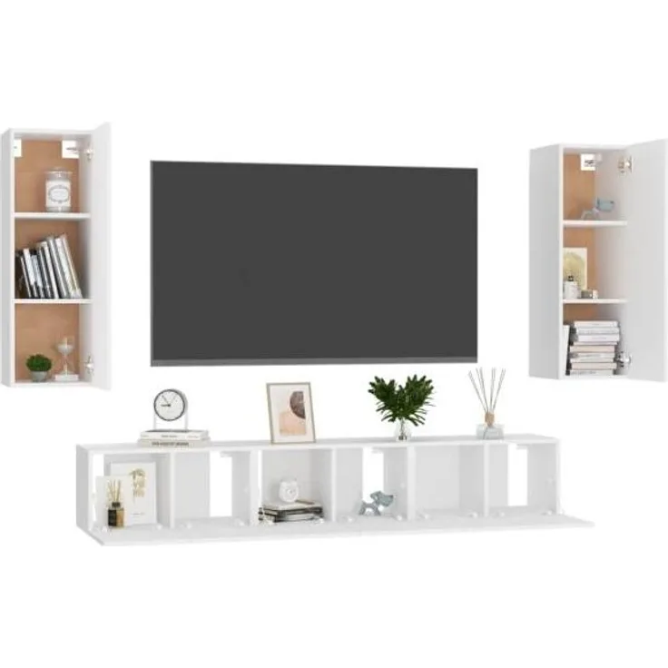 vidaXL 5-tlg. TV-Schrank-Set Weiß Spanplatte [3074454]