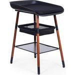 CHILDHOME, Wickeltisch, erweiterbar, 4 Höhen, leicht zu bewegen, Räder, Bremssystem, robust, Aufbewahrungskorb, inkl. Kissen, Evolux, Schwarz