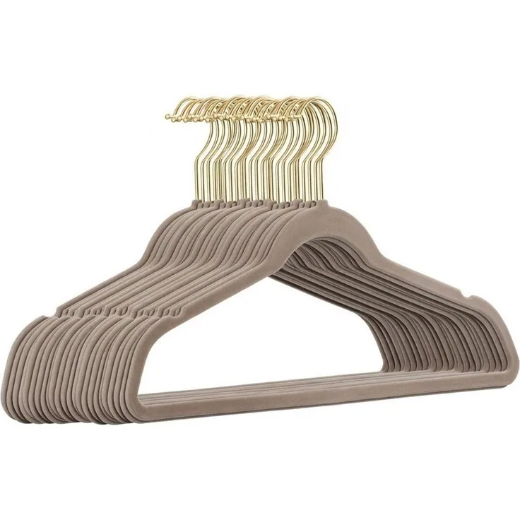 StickandShine Kleiderbügel Samt 50 Stück in verschiedenen Farben mit edlen Goldhaken im Set, (Spar-Set), Designbügel