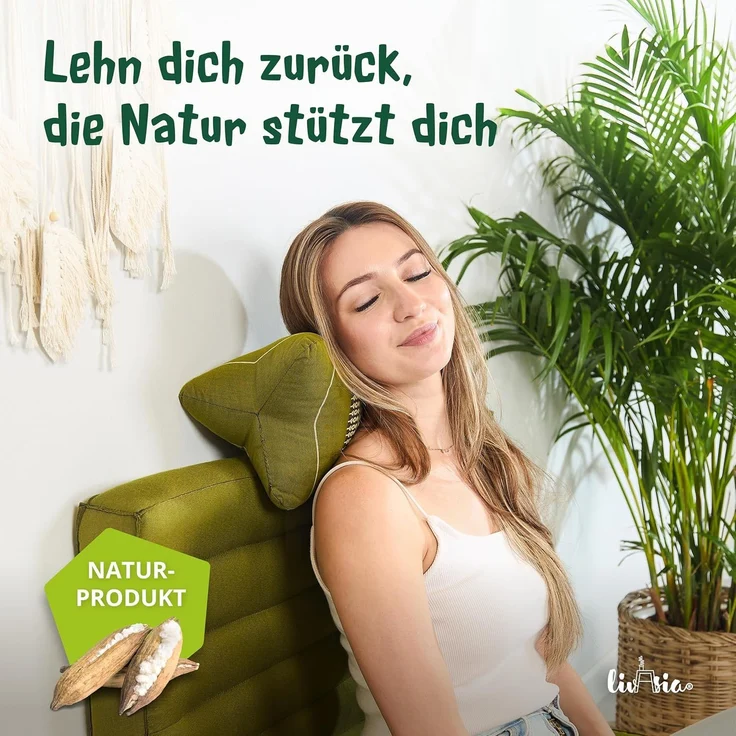 livasia Nackenstützkissen Knochenkissen, vegan und handgefertigt, Ø 15x32cm, Kapok – Bild 2