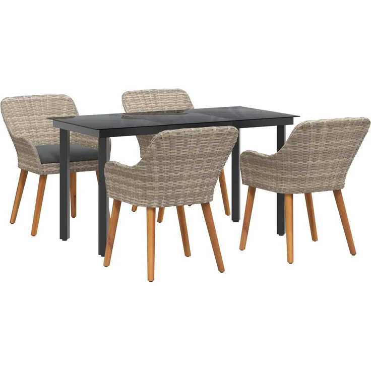 vidaXL Garten Essgruppe 5 stk. Hellgrau Poly-Rattan 3261714 – Bild 2
