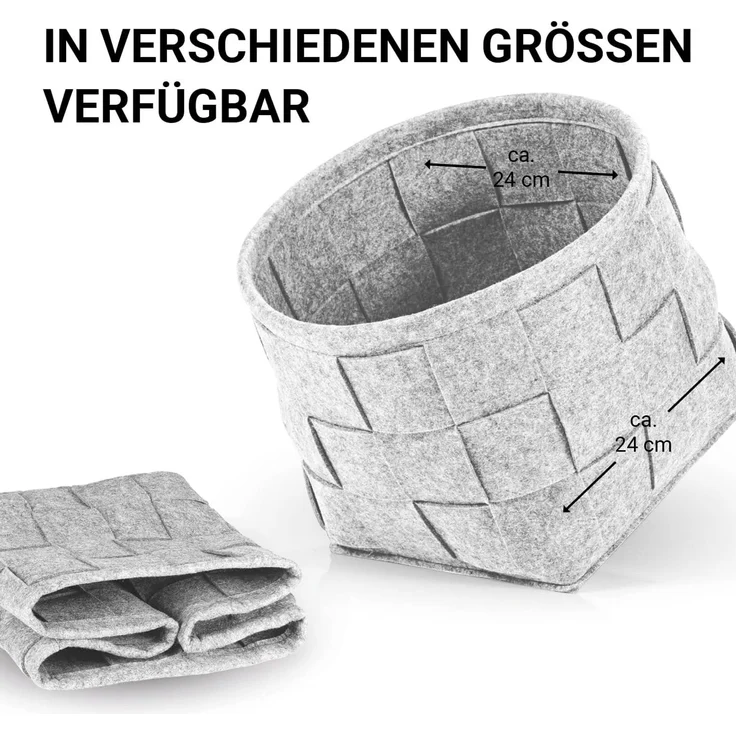 N8WERK Aufbewahrungskorb Filz 24cm hellgrau – Bild 5