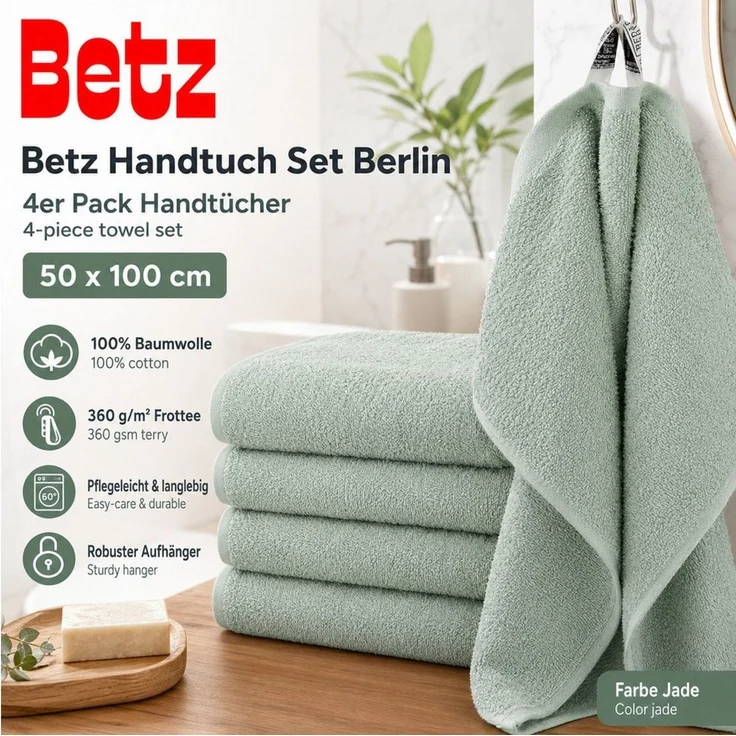 Betz Handtücher Berlin 4er Pack Handtuch-Set 50x100 cm, 100% Baumwolle – Bild 4