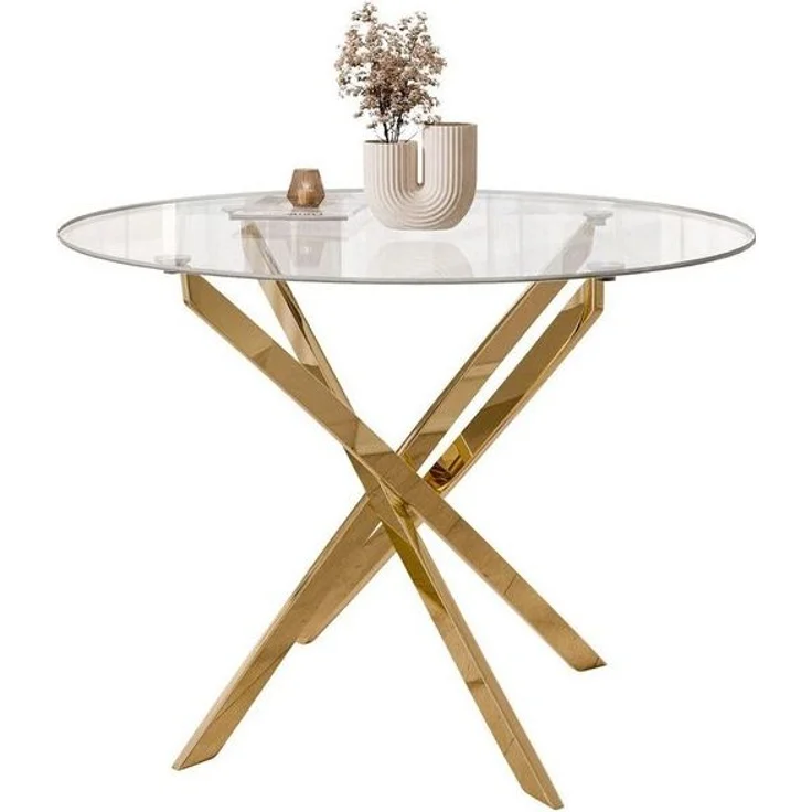 Lookway Esstisch CRISTAL 100 cm Runder Esstisch mit Glasplatte, Durchmesser Ø 100 cm – Bild 4