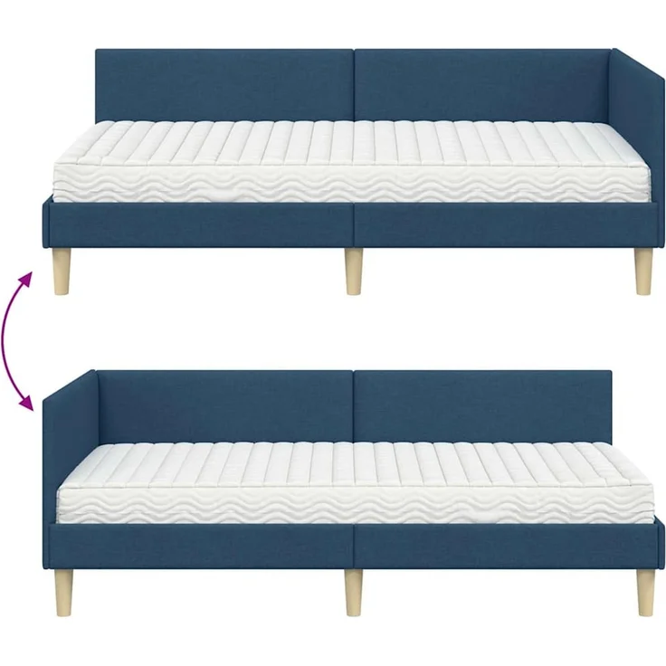 vidaXL Eckbettgestell mit Matratze 2 stk. Blau 90 x 200 cm Stoff 3393748 – Bild 12