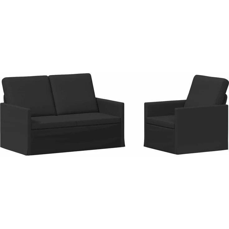 vidaXL Sofa-Set 2 pcs Schwarz Stoff 3433136 – Bild 2