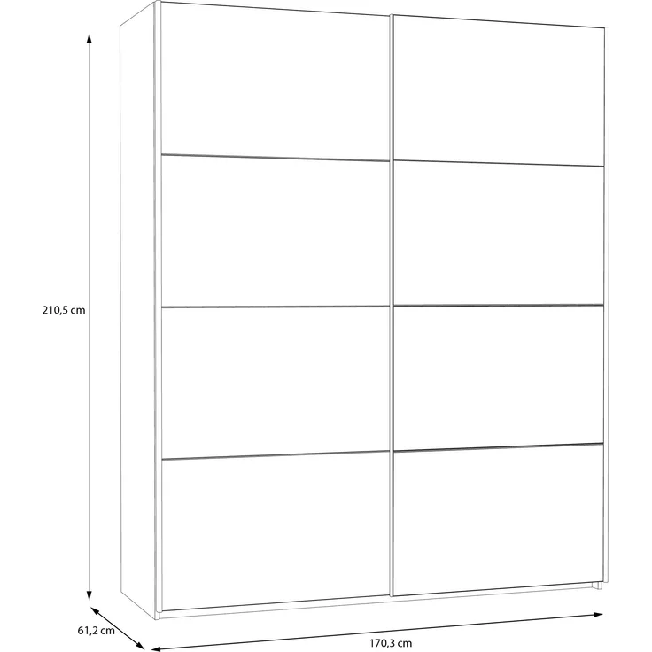 Schiebetürenschrank >SCHACH&MATT 2< in weiss / Spiegel - 170,3x210,5x61,2cm (BxHxT) – Bild 4