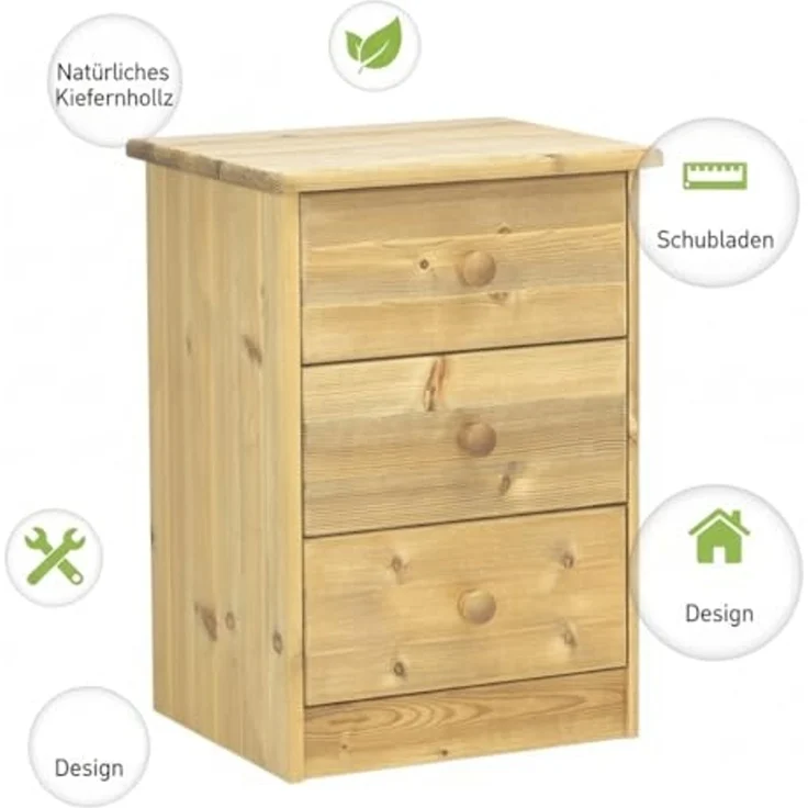ebuy24 Kommode Nelly Kommode 3 Schubladen gebeitzt. – Bild 6