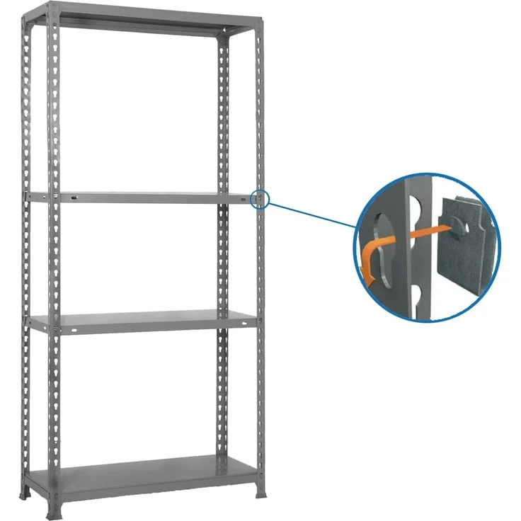 Simon Rack Ecoclick Regal mit 3 Ebenen, 70 kg Tragkraft und Biegepunkt, 900 x 1000 x 500 mm, Schwerlastregal, Garagenregal, verzinkt – Bild 5