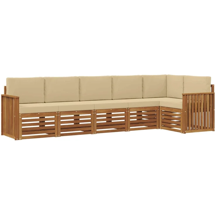 vidaXL Outdoor-Sofagarnitur 6 stk. 6-Sitzer Natur und Beige 3374888 – Bild 2