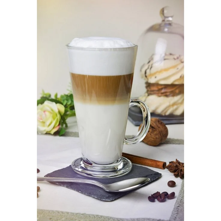 6 Latte Macchiato Gläser 280ml mit Henkel und 6 Löffel, Tee-/ Kaffeegläser – Bild 3