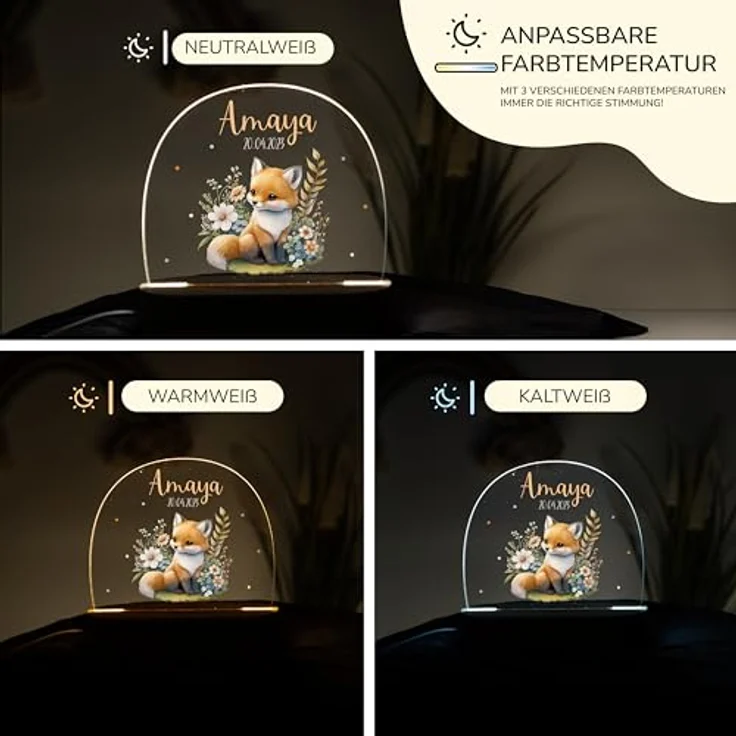 Kidsmood Nachtlampe mit Wunschnamen, Individuelle Nachttischlampe Kinder, Niedliches Nachtlicht für Babys, Personalisierte Geschenke für Babys, Geschenk zur Geburt – Bild 5