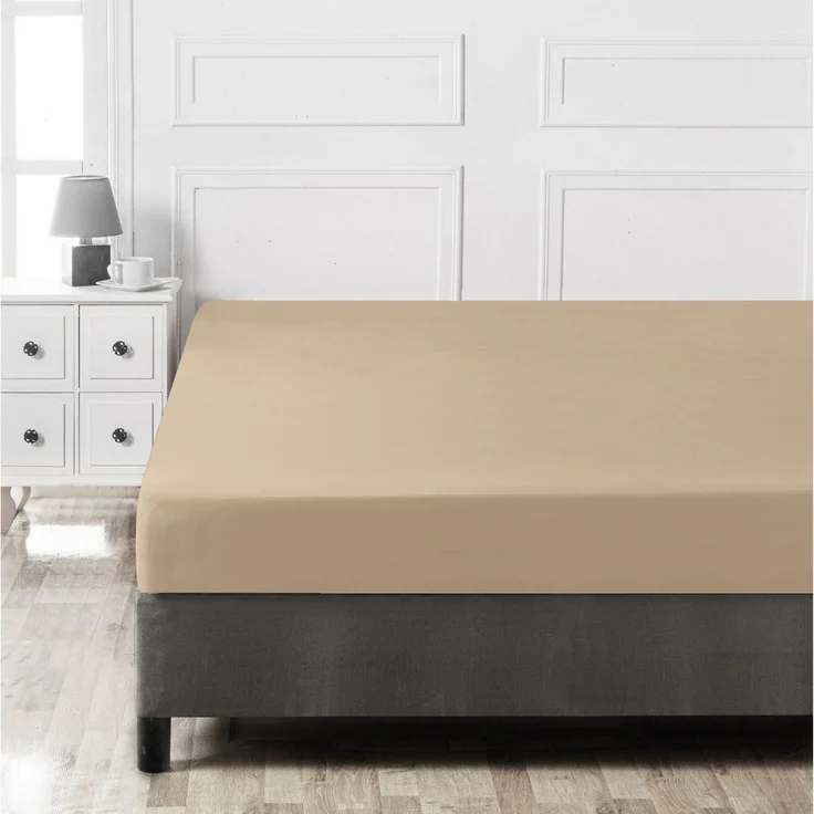 L'essentiel Maison 'Beige' Ranforce King Spannbettlaken (FR) (IT) (ES) (DE), Beige, 200+30 x 160 cm – Bild 3