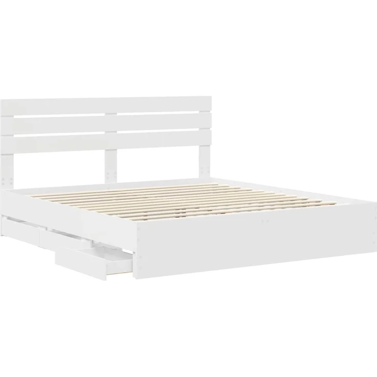 vidaXL Bettrahmen mit Schubladen Weiß 180 x 200 cm Ingenieurs Holz 3411484 – Bild 4