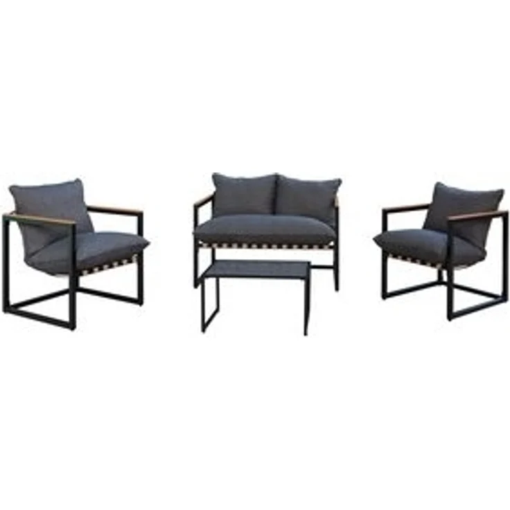 HTI-Living Gartenlounge-Set Terrassenmöbel Loungeset Cirella, (Set, 4-tlg, 1x Zweisitzer, 2x Stuhl, 1x Tisch, inkl. Kissen), Loungemöbel Tisch und 2 Stühle – Bild 4