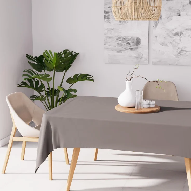 Soleil d'ocre, ALIX Tischdecke 140x200 cm, Mokka, Wasserabweisendes, schmutzabweisendes Polyester
